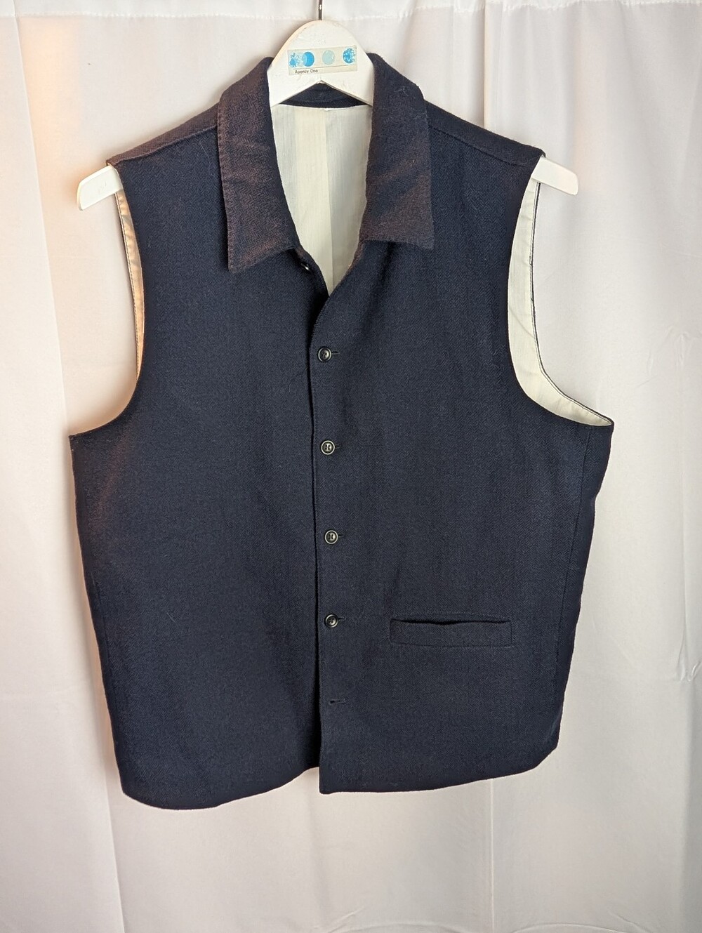 Nudie Jeans Navy Wool Vest with Contrast Lining size L by measurements